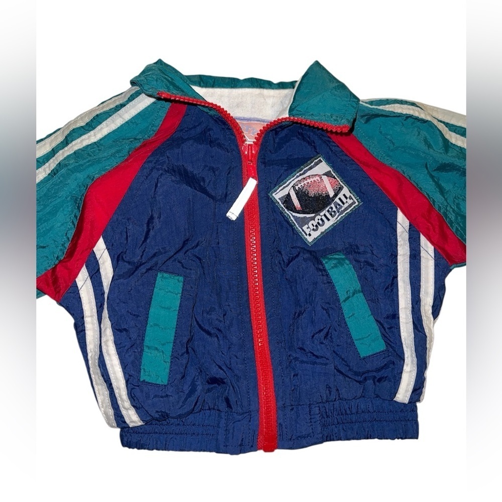 Vintage 90s W.T. Outerwear 12 Months  Toddler Football Track Jacket Windbreaker - Picture 5 of 8